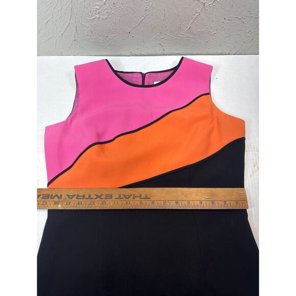 Studio I Womens Colorblock Black Sheath Dress Casual Career Formal Knee Size 10 - Picture 5 of 8